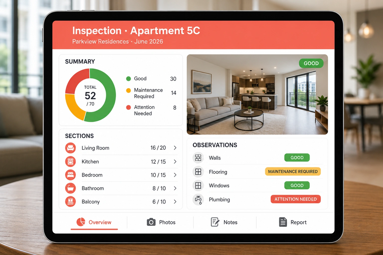 Apartment being inspected with Home Inspecto