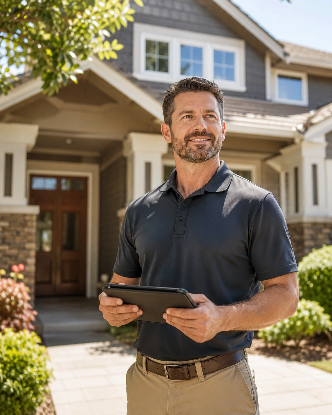 Solo home inspector running an inspection on a tablet