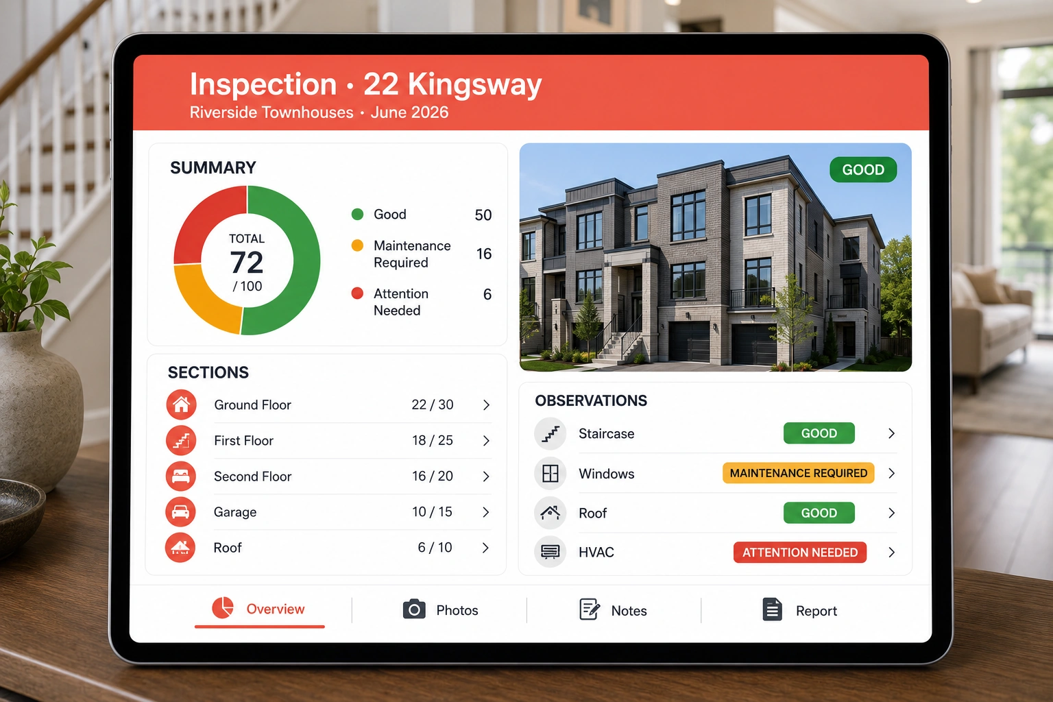 Townhouse being inspected with Home Inspecto